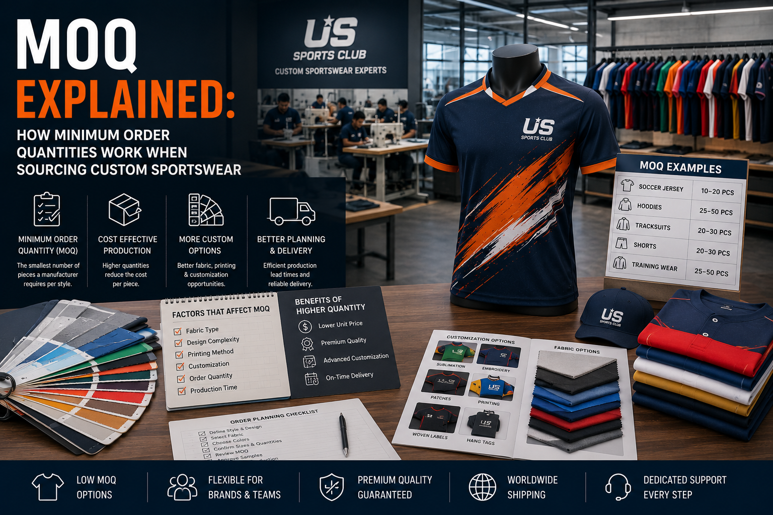MOQ Explained: How Minimum Order Quantities Work When Sourcing Custom Sportswear