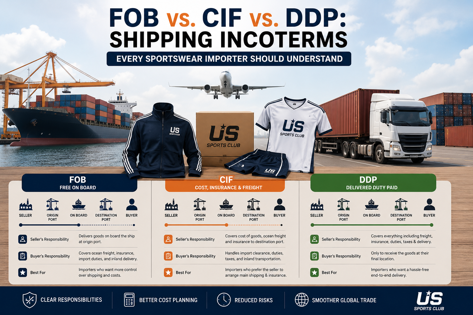 FOB vs. CIF vs. DDP: Shipping Incoterms Every Sportswear Importer Should Understand