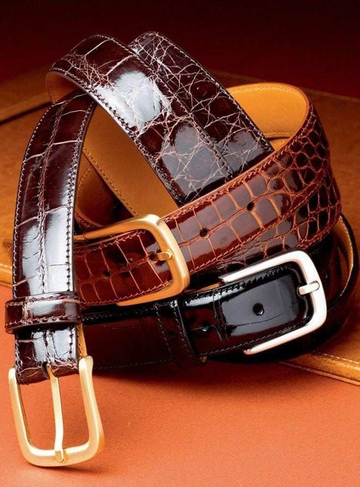 Kingstone Heritage Crocodile Pattern Leather Belt – Luxury Texture, Timeless Authority